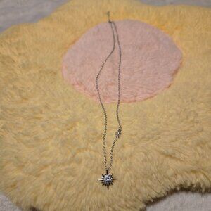 925 Sterling Silver Elegant Sun Pendant Necklace with White Zirconia Decor